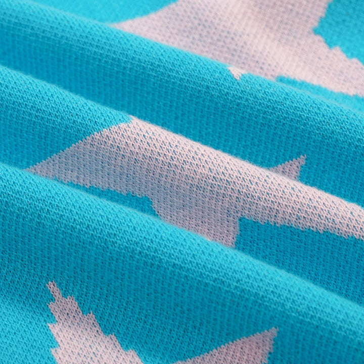 Cerulean Vintage Star Art Jacquard Pikétröja för män