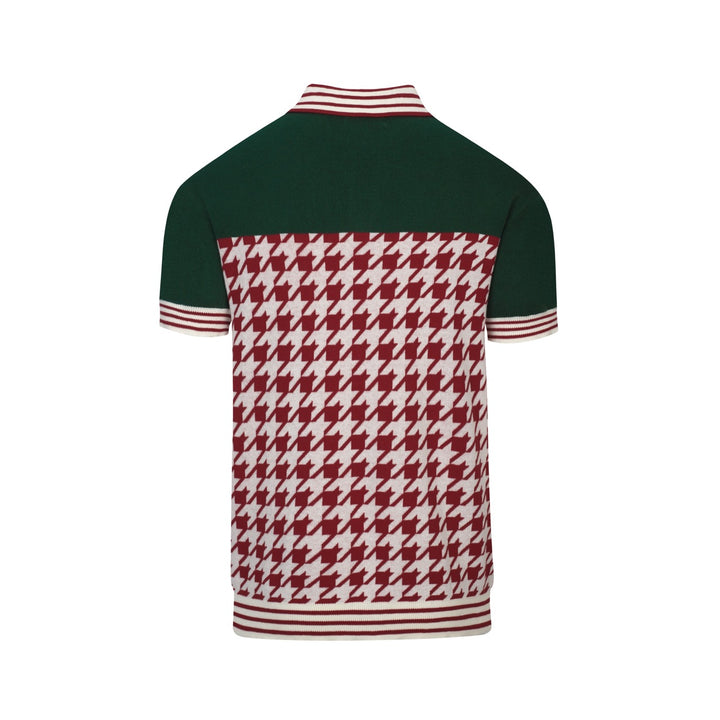Polo en maille rouge vintage pour homme avec broderie artistique de cœur