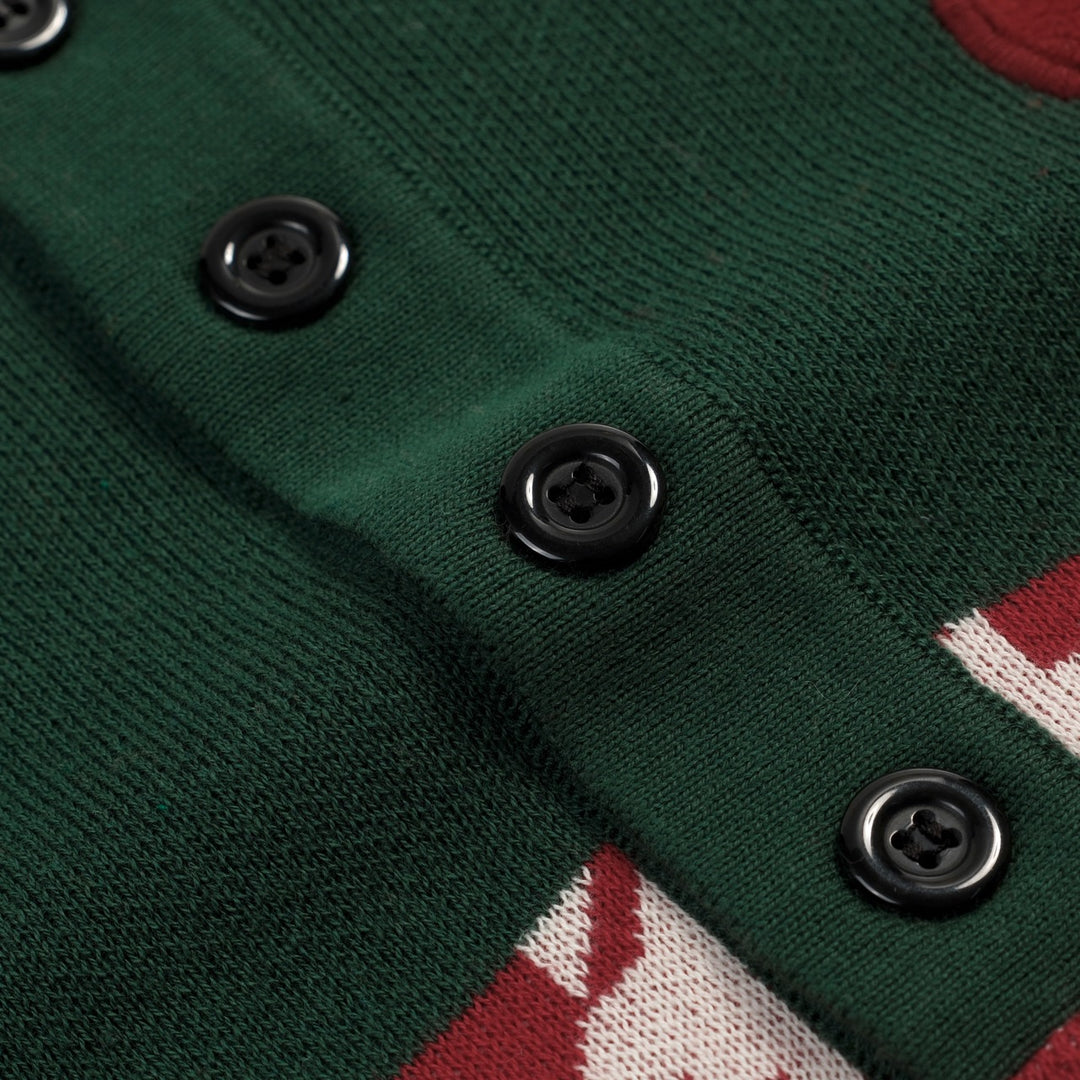 Polo en maille rouge vintage pour homme avec broderie artistique de cœur