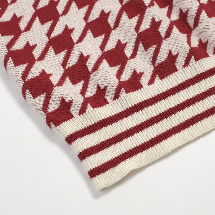 Polo en maille rouge vintage pour homme avec broderie artistique de cœur
