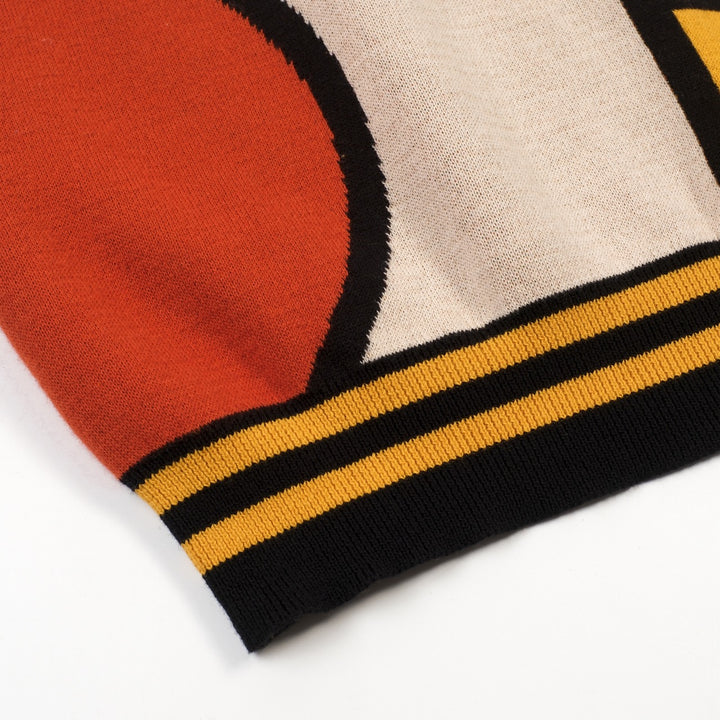 Polo Maglia Knit Uomo Albicocca Retro Geometrica Jacquard