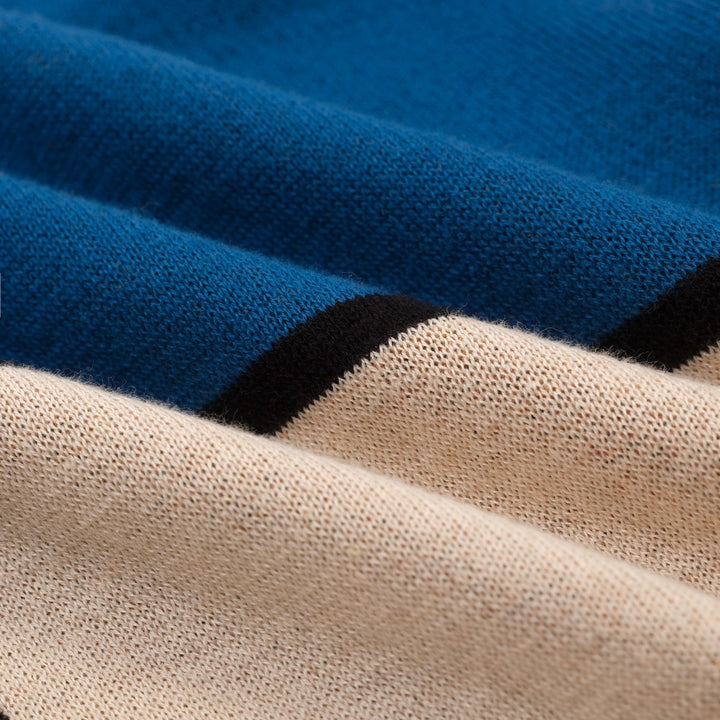 Polo Maglia Knit Uomo Albicocca Retro Geometrica Jacquard