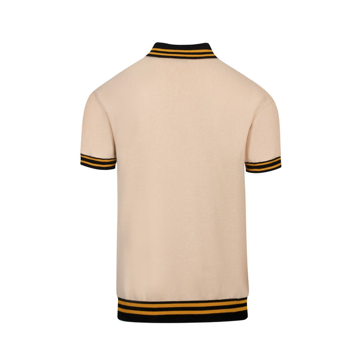 Polo Maglia Knit Uomo Albicocca Retro Geometrica Jacquard