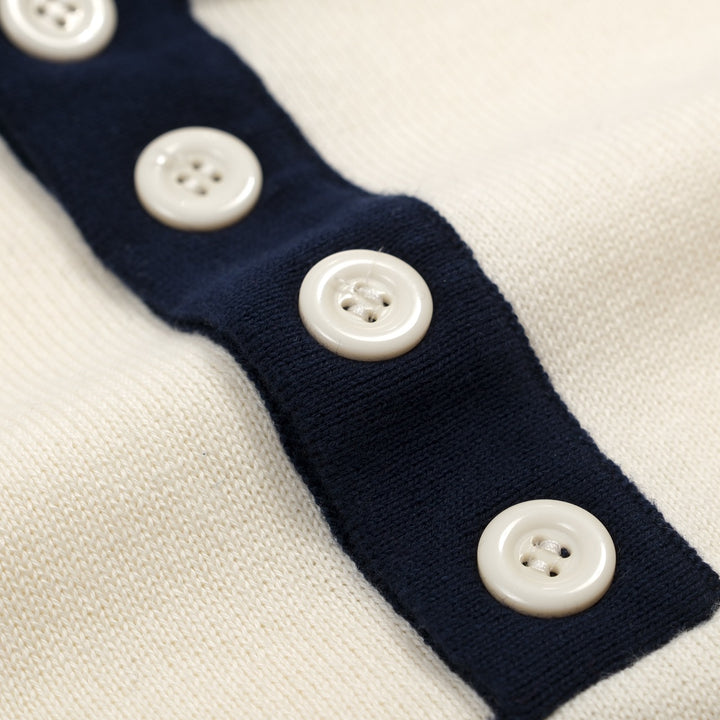 Heren abrikoos vintage kat gestreept jacquard poloshirt
