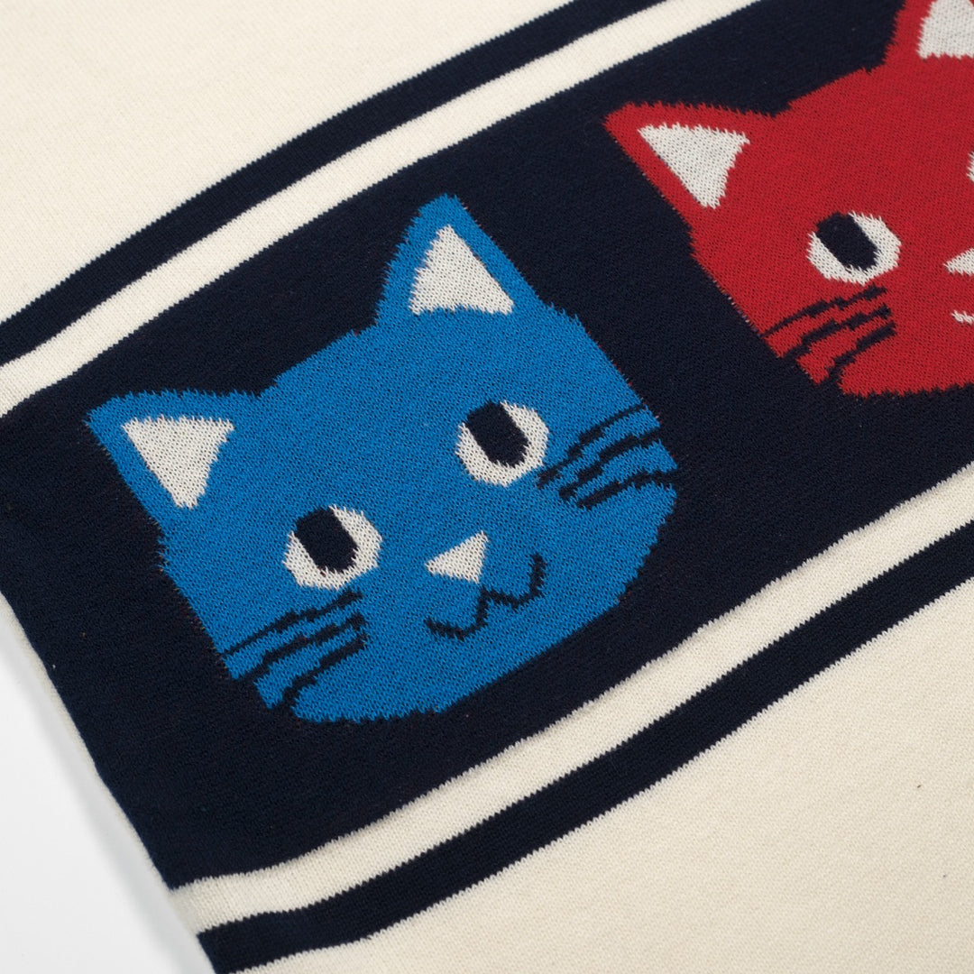 Heren abrikoos vintage kat gestreept jacquard poloshirt