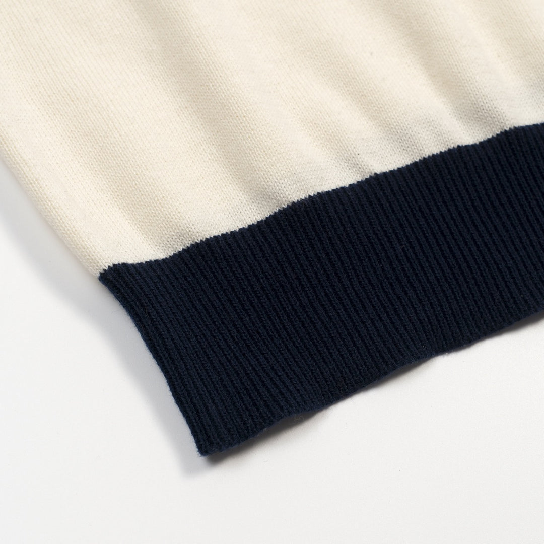 Heren abrikoos vintage kat gestreept jacquard poloshirt