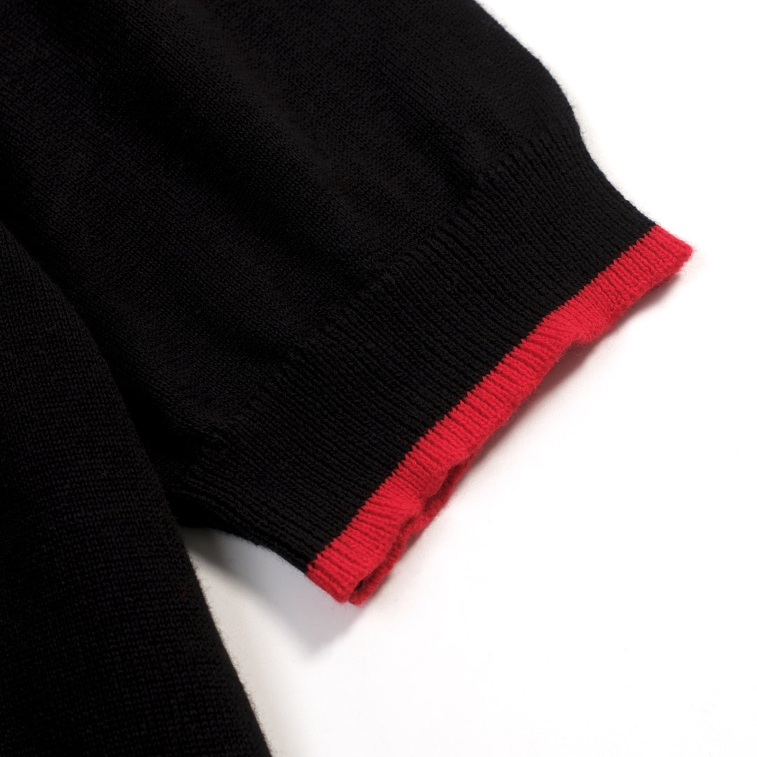 Women's Black Vintage Rose Artistic Jacquard Knit T-Shirt