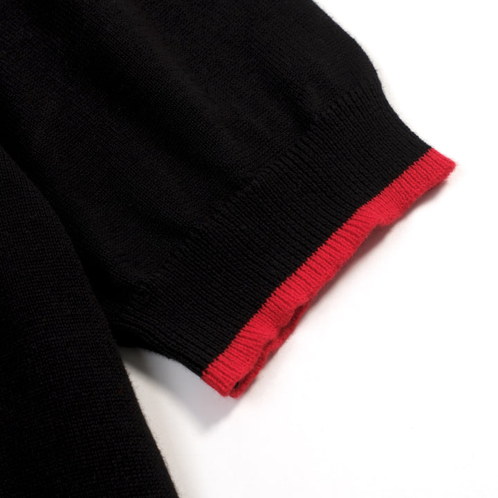 Women's Black Vintage Rose Artistic Jacquard Knit T-Shirt