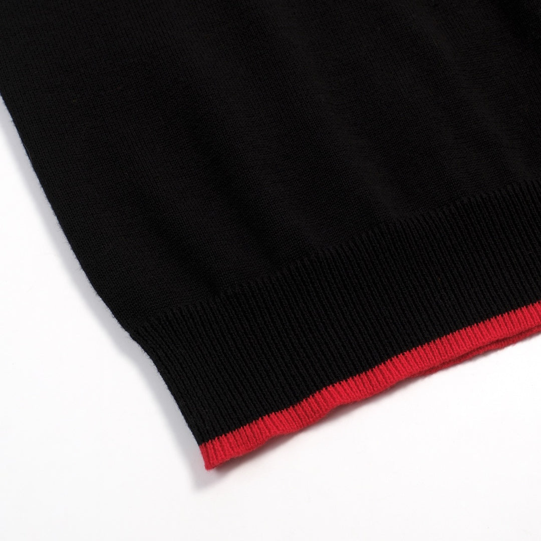 Women's Black Vintage Rose Artistic Jacquard Knit T-Shirt