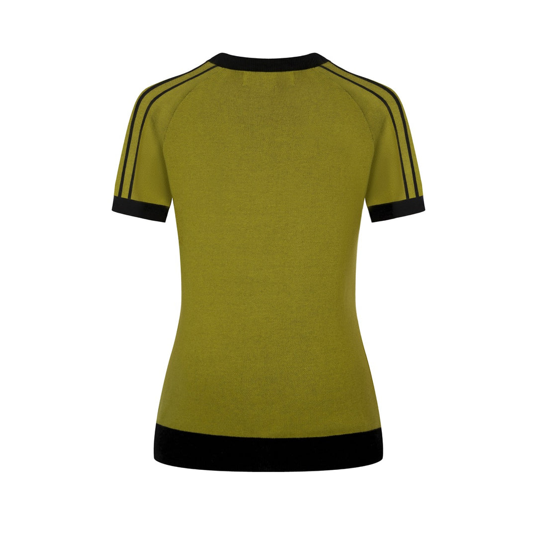 Dames Groene Rocket Art Jacquard Gebreid T-Shirt