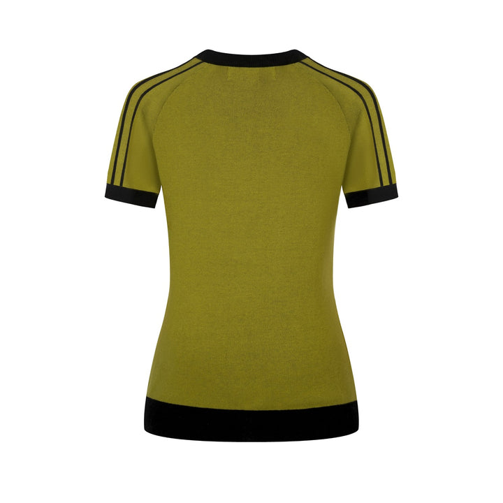 Dames Groene Rocket Art Jacquard Gebreid T-Shirt
