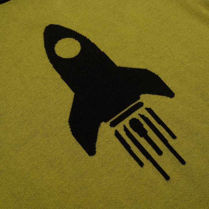 Dames Groene Rocket Art Jacquard Gebreid T-Shirt