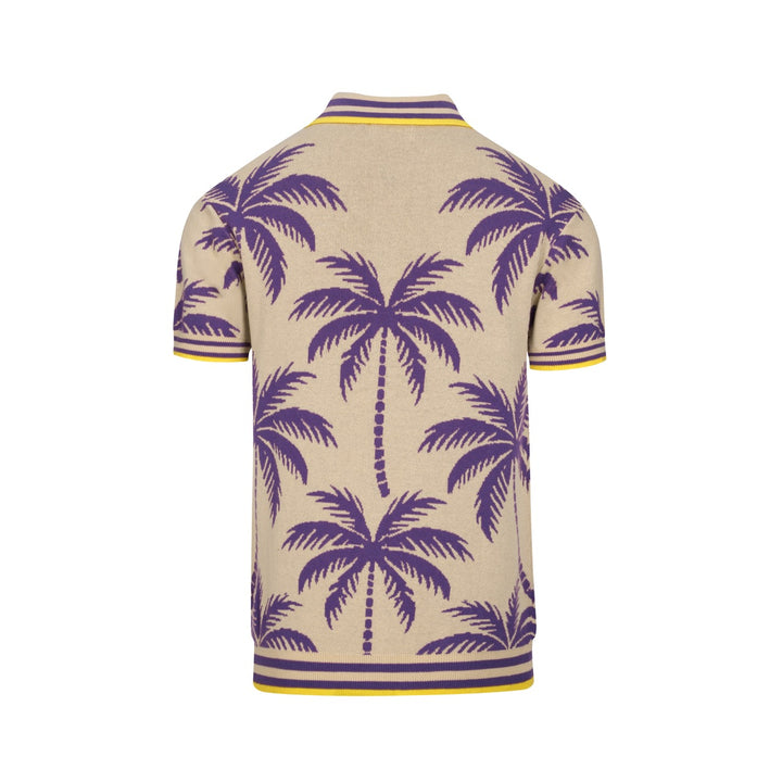 Heren Khaki Vintage Gebreid Vest met Kokosboom Jacquard
