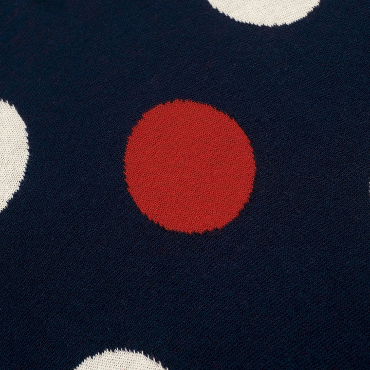 Maglietta Polo Uomo Blu Scuro a Pois Retrò in Maglia Jacquard