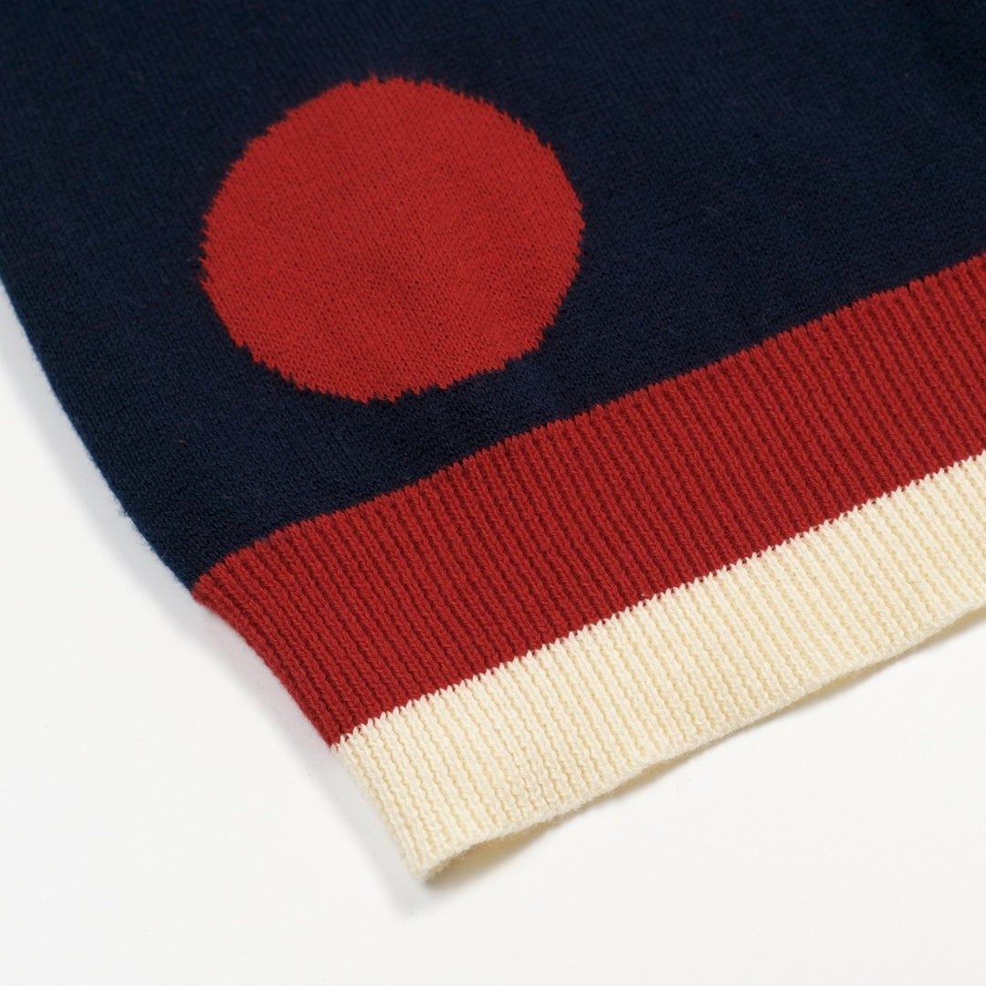 Maglietta Polo Uomo Blu Scuro a Pois Retrò in Maglia Jacquard