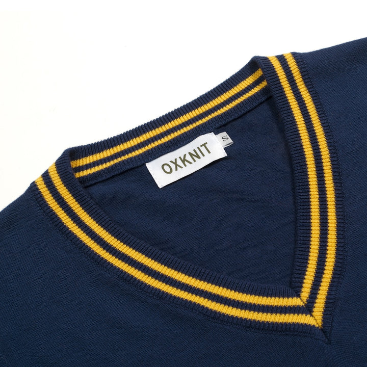 Women's Dark Blue Vintage Artistic Seal Embroidery Knit T-Shirt