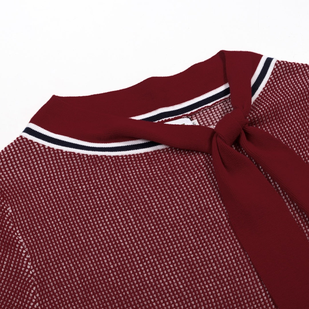 T-shirt Femme Rouge Rétro à Carreaux en Jacquard Artistique