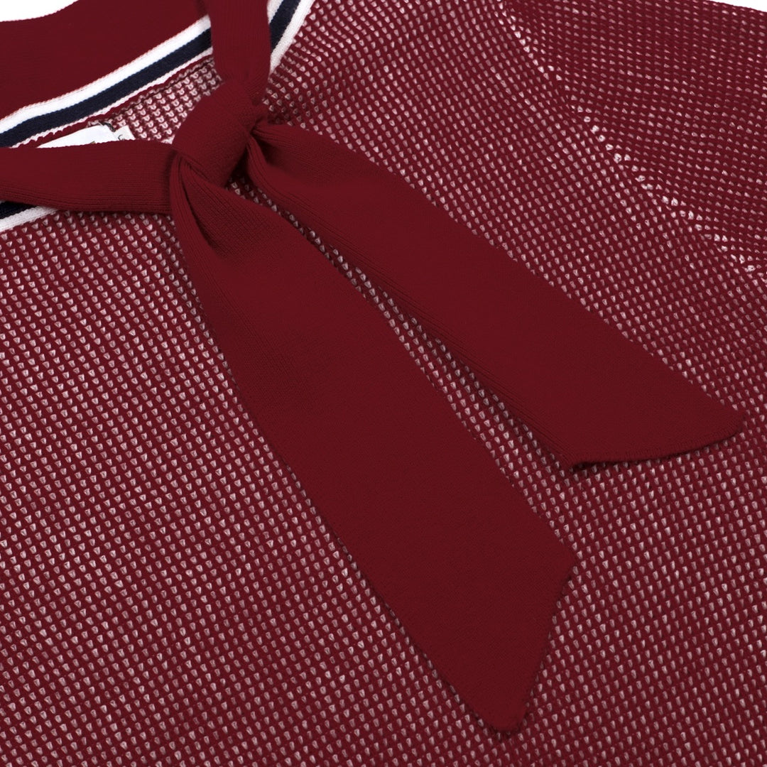 T-shirt Femme Rouge Rétro à Carreaux en Jacquard Artistique