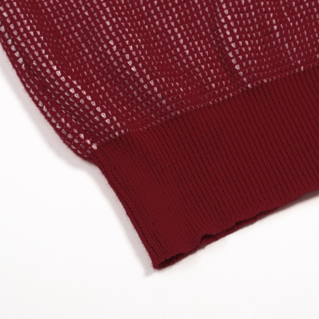 T-shirt Femme Rouge Rétro à Carreaux en Jacquard Artistique