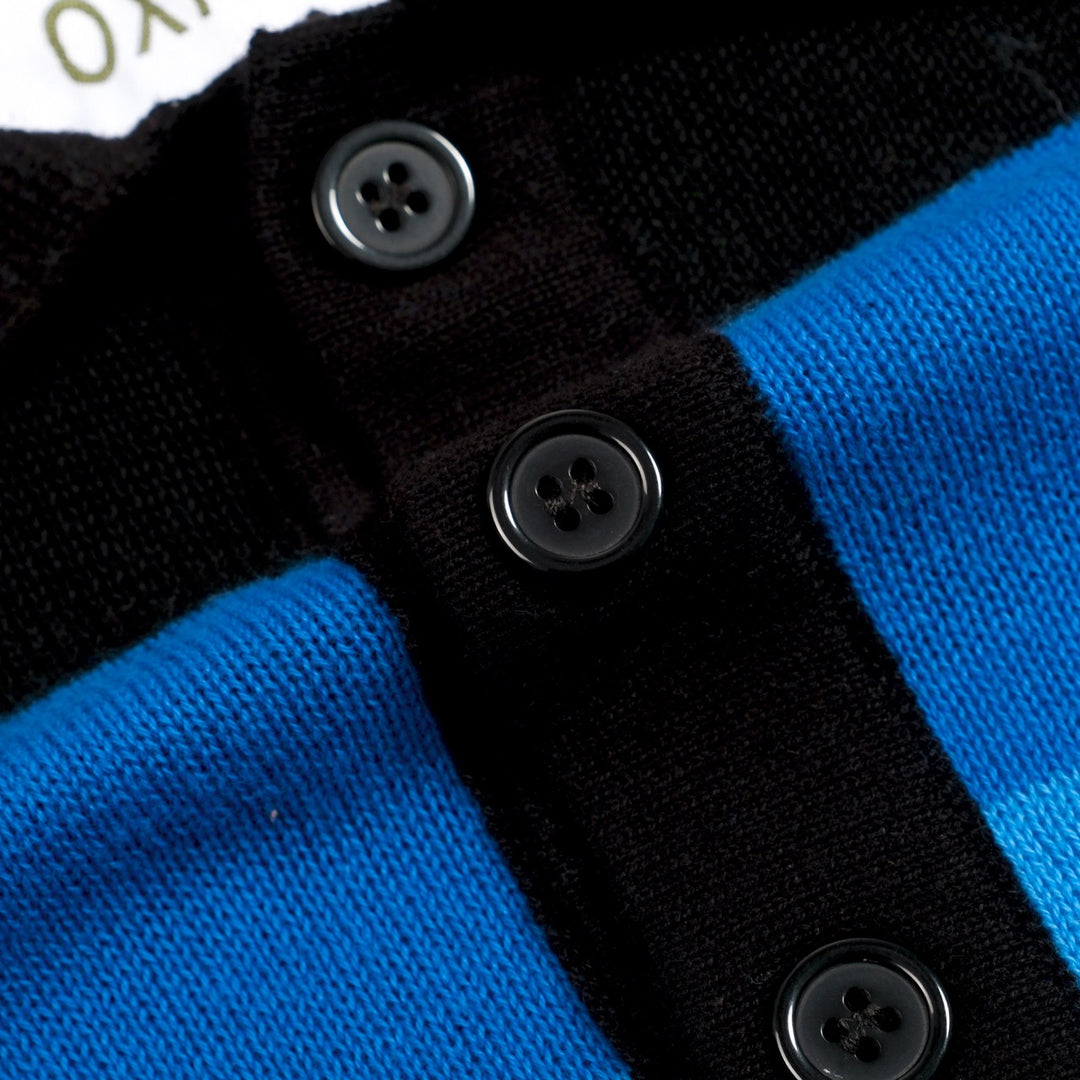 Men's Blue Vintage Striped Jacquard Polo Knit Shirt