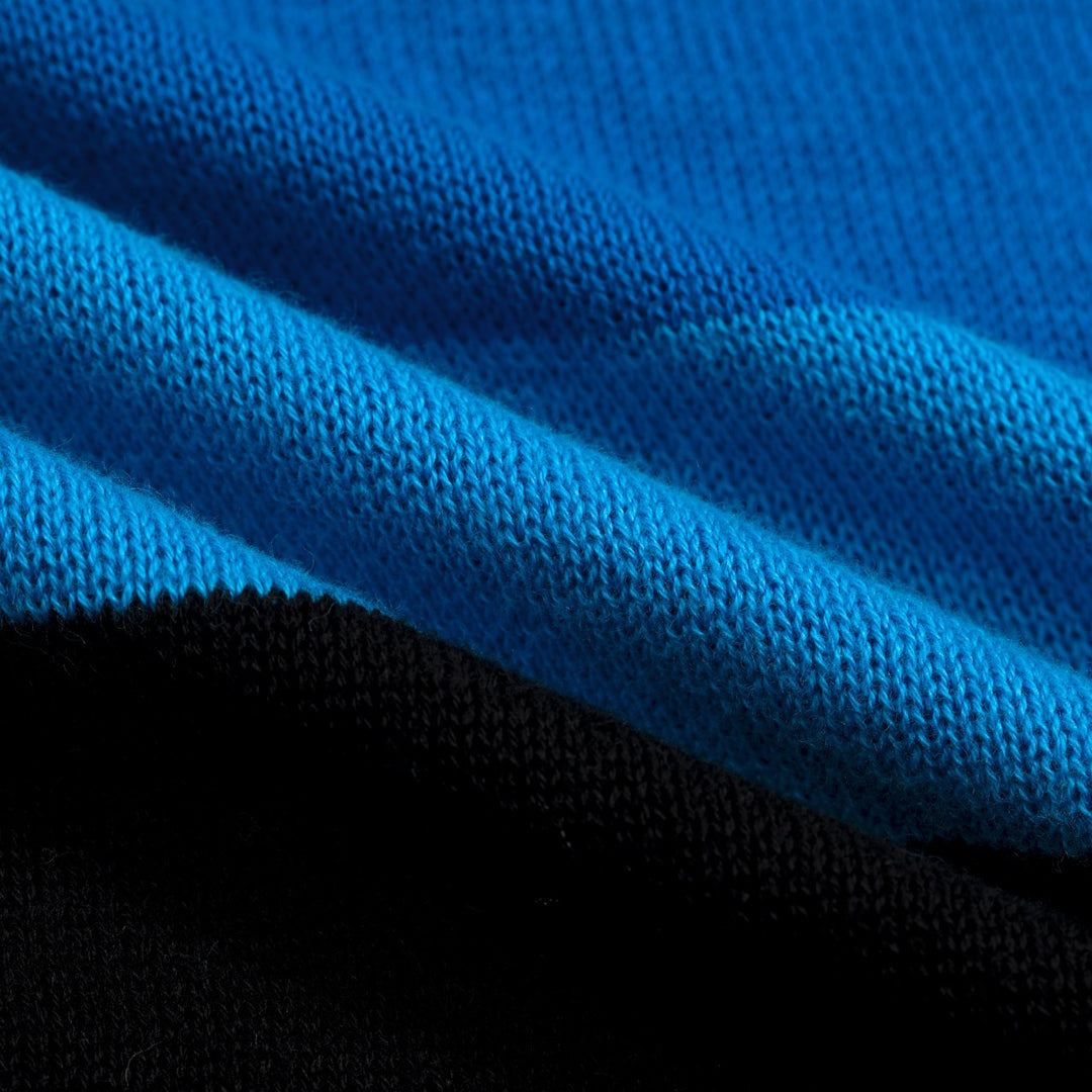 Men's Blue Vintage Striped Jacquard Polo Knit Shirt