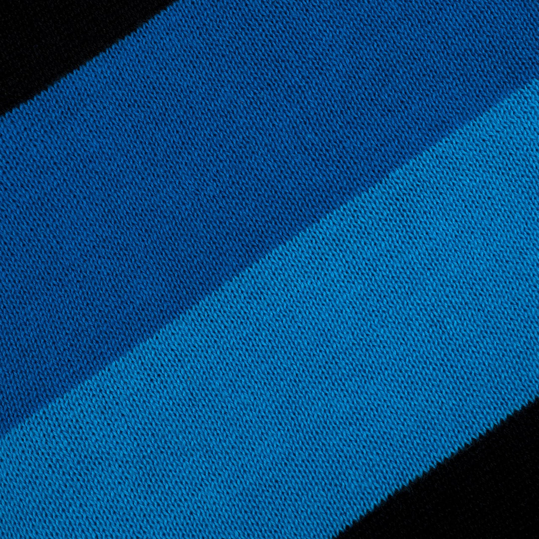 Men's Blue Vintage Striped Jacquard Polo Knit Shirt