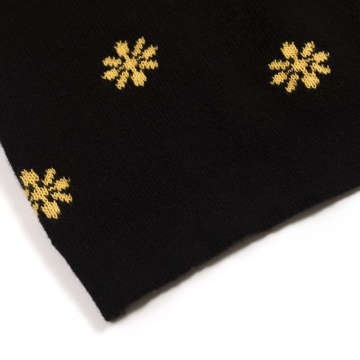 Heren Zwarte Vintage Gebloemde Jacquard Gebreide Polo