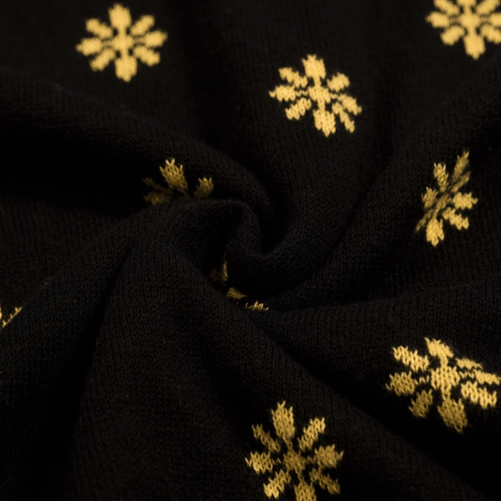Heren Zwarte Vintage Gebloemde Jacquard Gebreide Polo