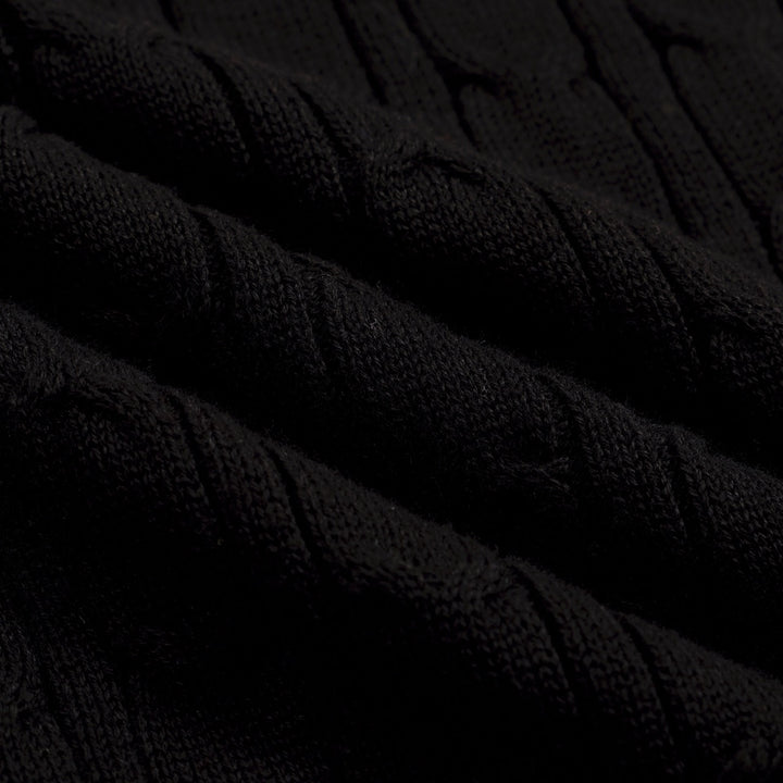 Men's Black Vintage Heart Embroidered Polo Knit Shirt