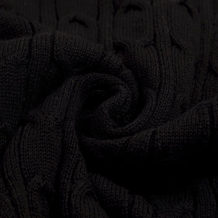 Men's Black Vintage Heart Embroidered Polo Knit Shirt