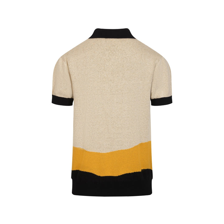 Men's Apricot Vintage Landscape Art Jacquard Polo Knit Shirt