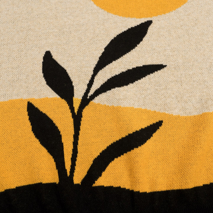 Men's Apricot Vintage Landscape Art Jacquard Polo Knit Shirt