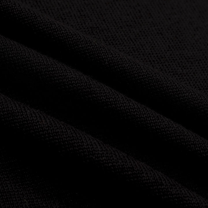 Men's Black Minimalist Artistic Floral Embroidery Polo Knit Shirt