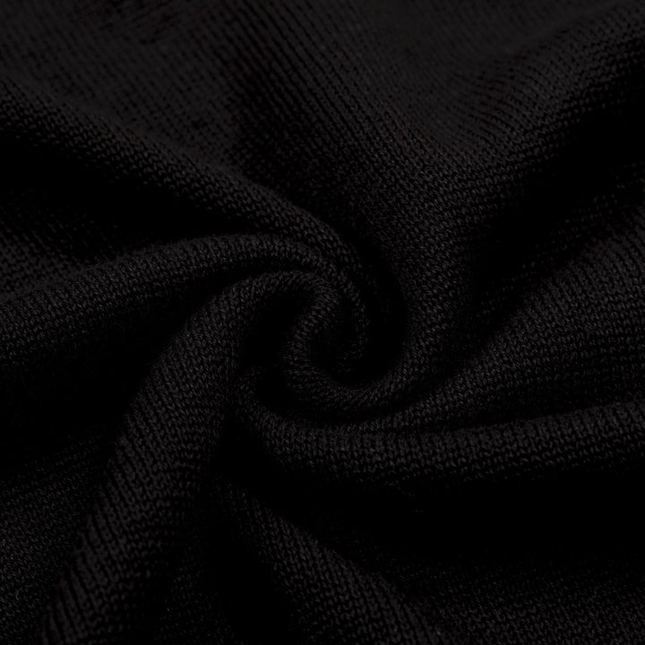 Men's Black Minimalist Artistic Floral Embroidery Polo Knit Shirt
