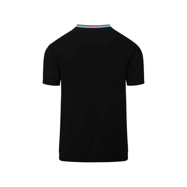 Heren Zwart Klassiek Retro Vliegtuig Borduurwerk Gebreid T-Shirt