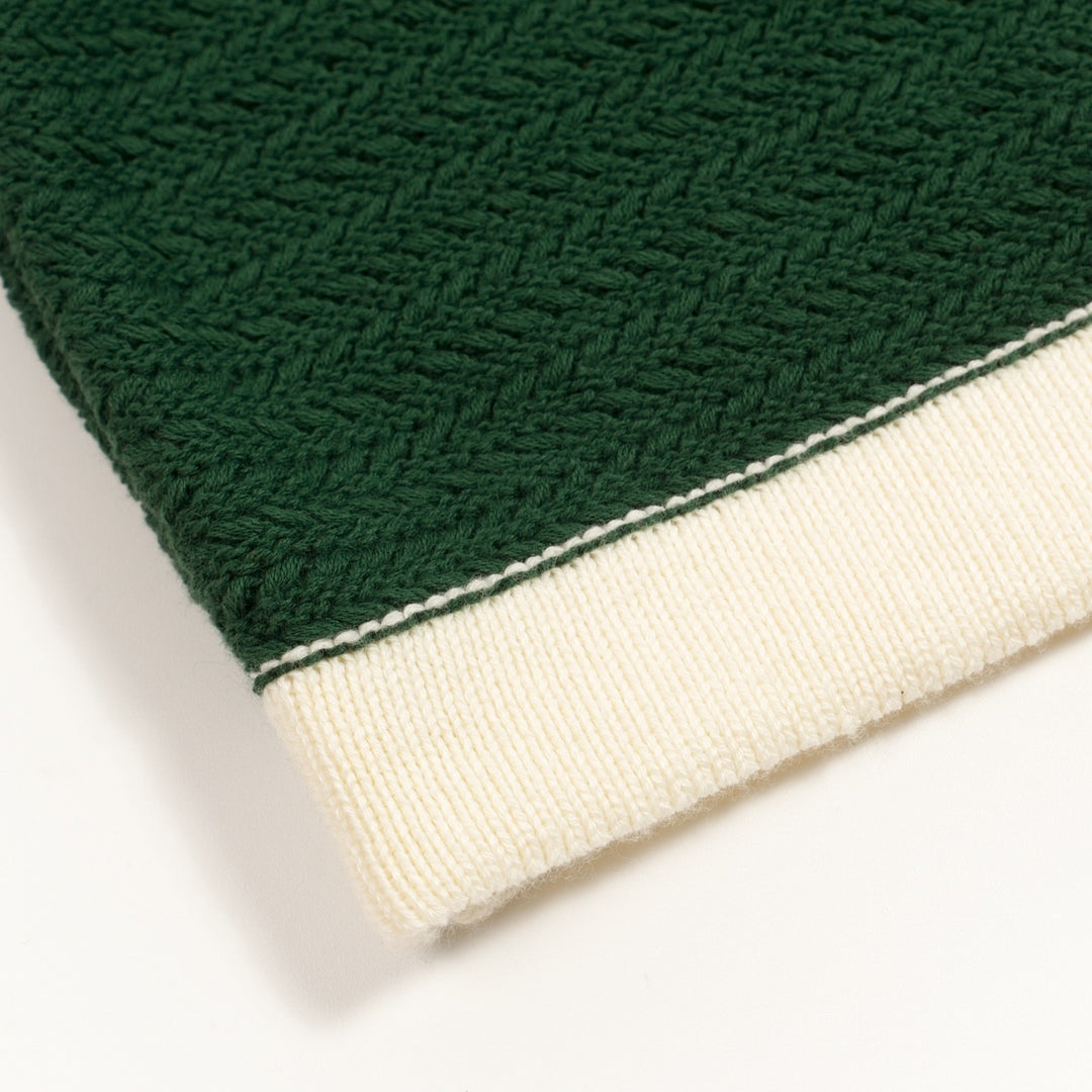 Heren Groene Retro Minimalistische Polo Gebreide Shirt met Vleermuis Borduursel