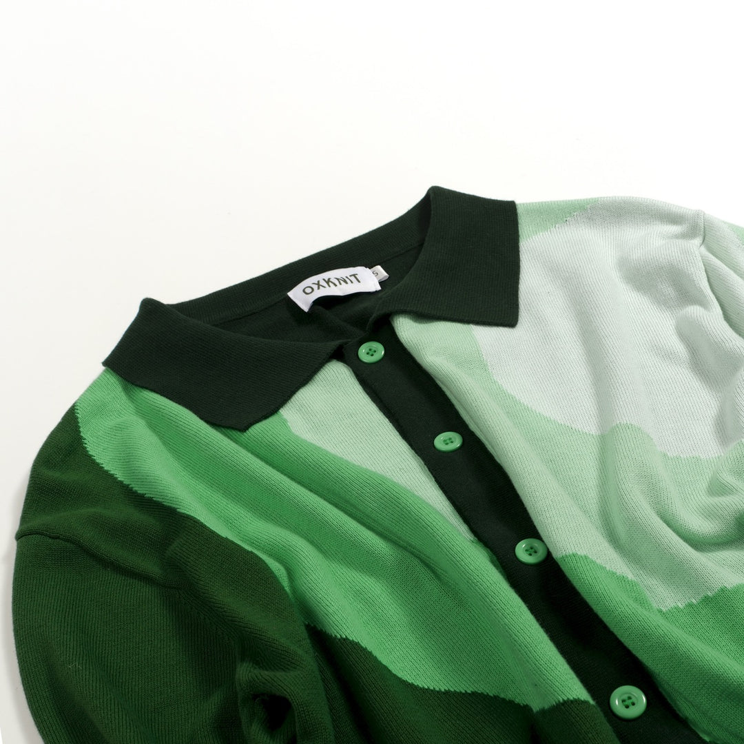Groen Retro Klassiek Art Jacquard Gebreid Vest voor Heren