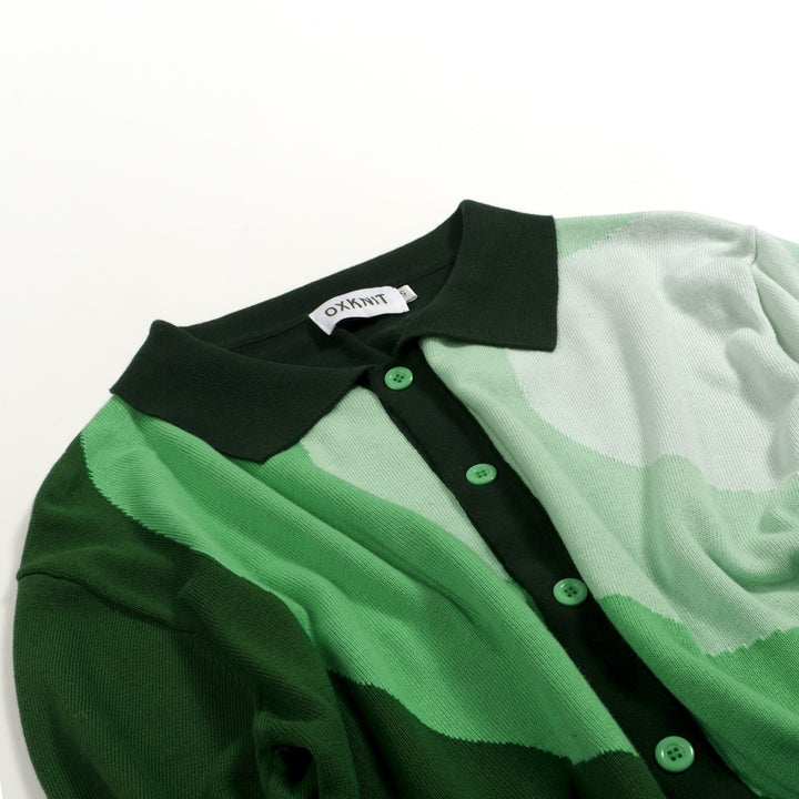 Groen Retro Klassiek Art Jacquard Gebreid Vest voor Heren