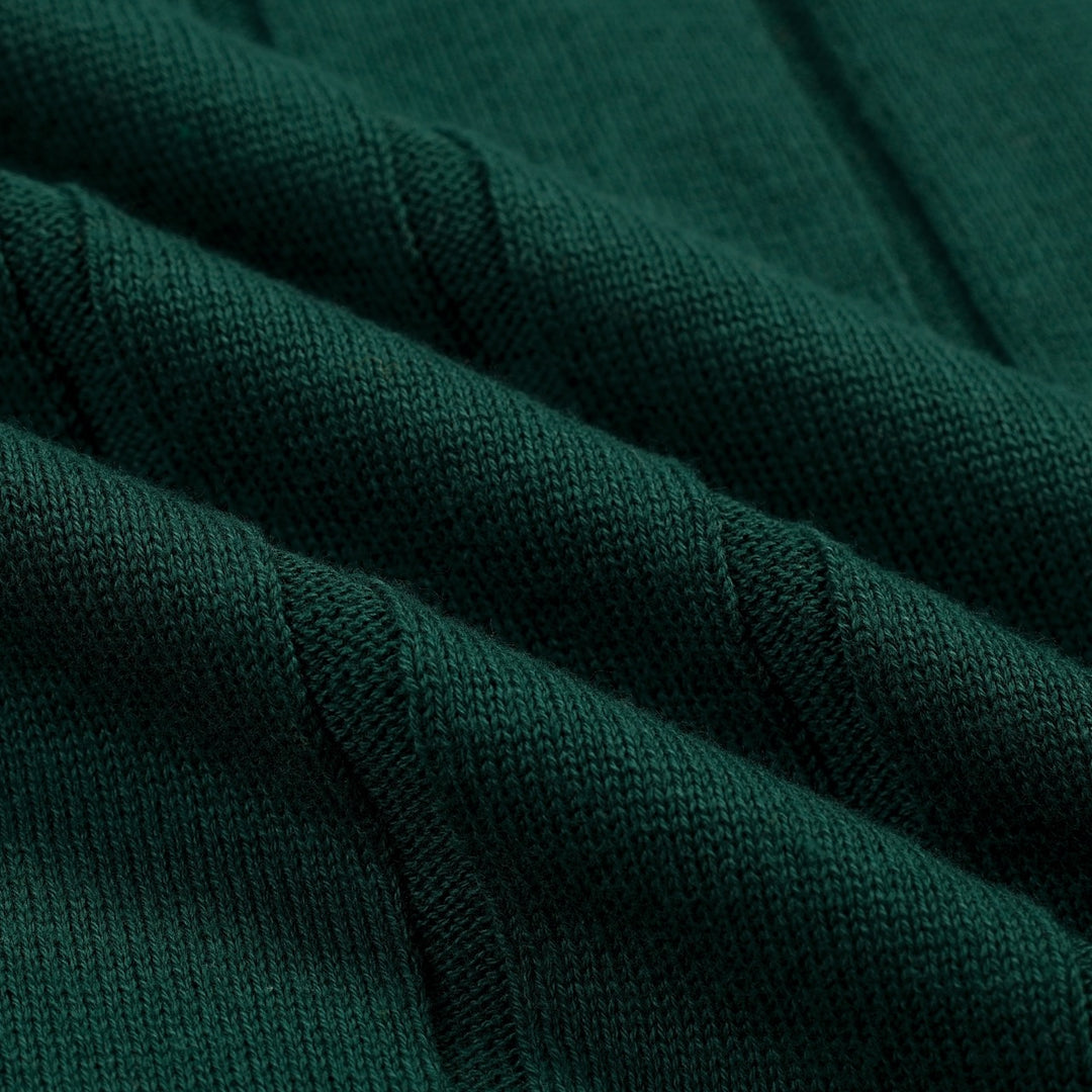 Men's Green Vintage Leopard Print Jacquard Polo Knit Shirt