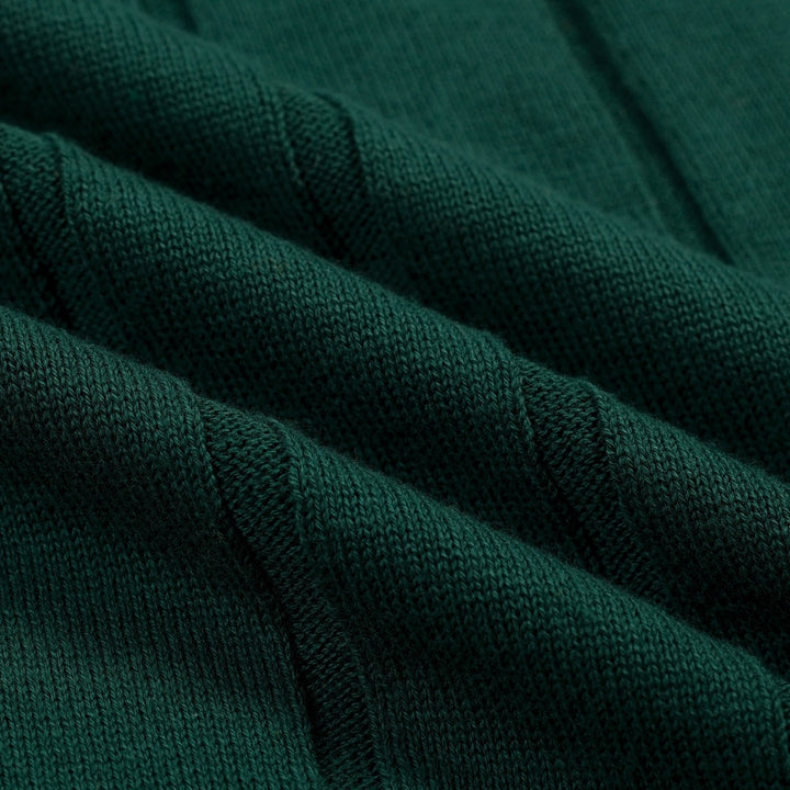 Men's Green Vintage Leopard Print Jacquard Polo Knit Shirt