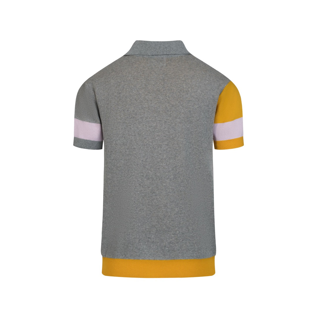 Men's Multi-Color Retro Art Design Jacquard Polo Knit Shirt