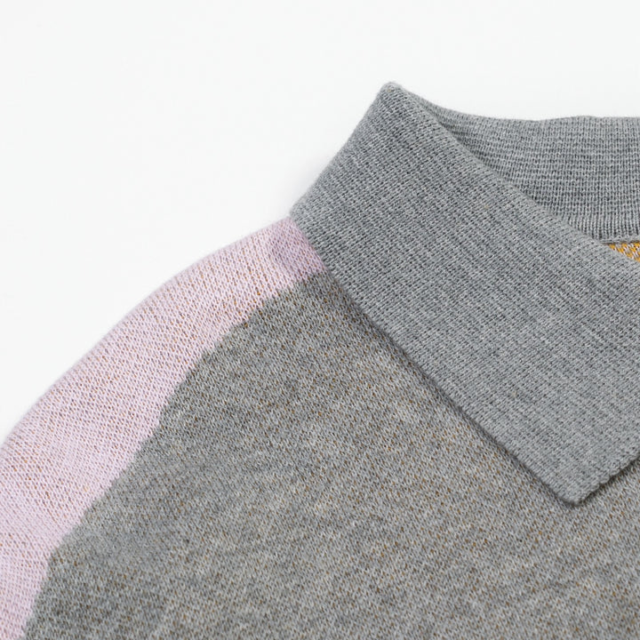 Men's Multi-Color Retro Art Design Jacquard Polo Knit Shirt