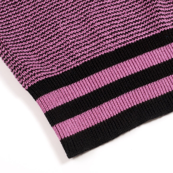 Heren Paars Retro Geruit Jacquard Polo Gebreid Shirt