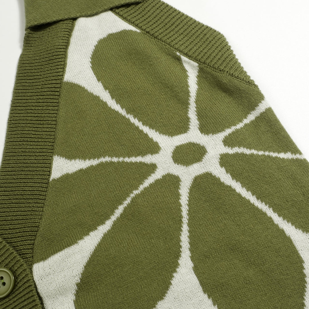 Dame Grøn Vintage Blomstret Halterneck Strikvest