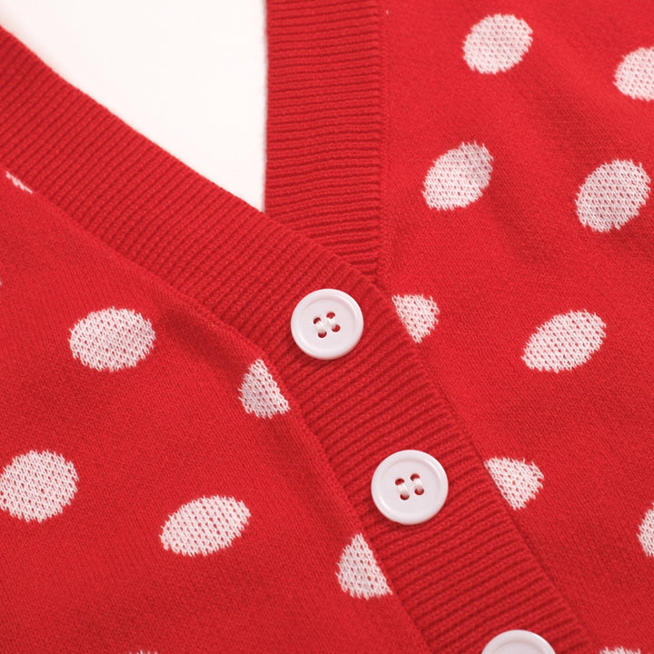 Women's Red Retro Polka Dot Style Halter Knit Vest