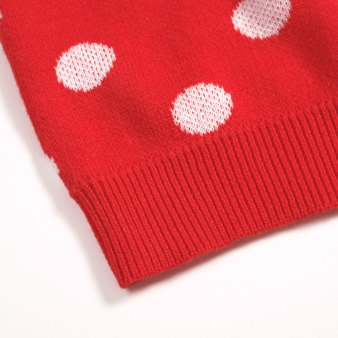 Women's Red Retro Polka Dot Style Halter Knit Vest