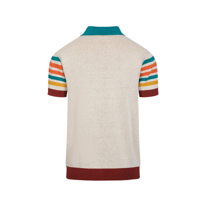 Men's classic apricot striped art Jacquard Knitted Cardigan