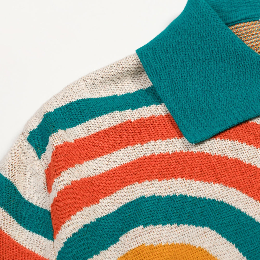 Men's classic apricot striped art Jacquard Knitted Cardigan