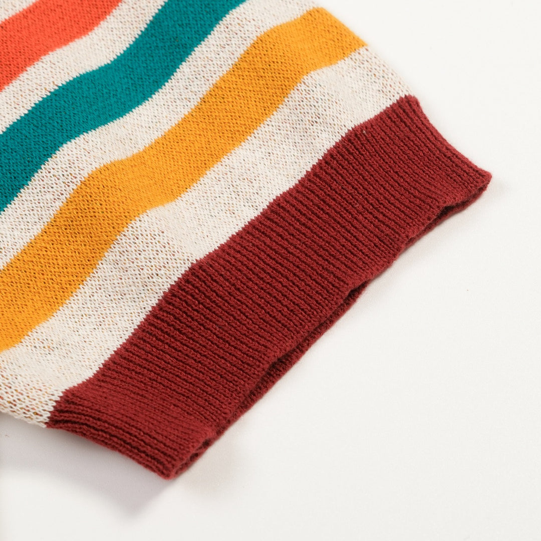 Men's classic apricot striped art Jacquard Knitted Cardigan