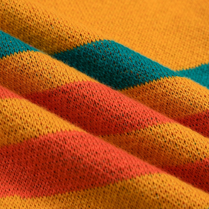 Men's classic apricot striped art Jacquard Knitted Cardigan